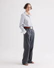 DOUBLE LAYER BOYFRIEND SHIRT IN DOUBLE STRIPE SHIRTING
