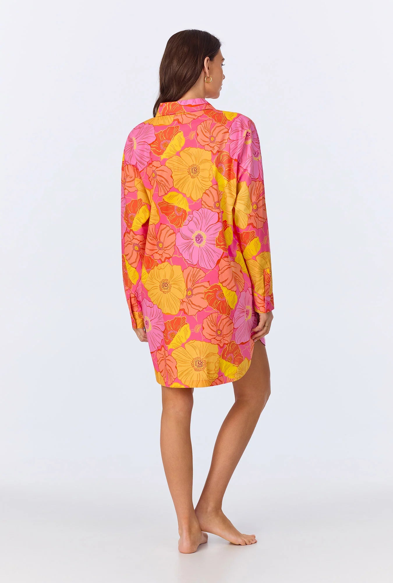 HIGH LOW WOVEN COTTON POPLIN BOYFRIEND SHIRT