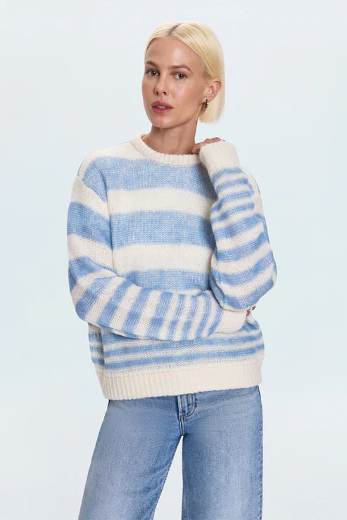MOA STRIPED BUBBLE SWEATER IN BLUE GRADIENT STRIPE