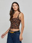 RASHA SHIRRED MESH TANK IN BROWN MULTI AMUR LEOPARD