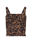 RASHA SHIRRED MESH TANK IN BROWN MULTI AMUR LEOPARD