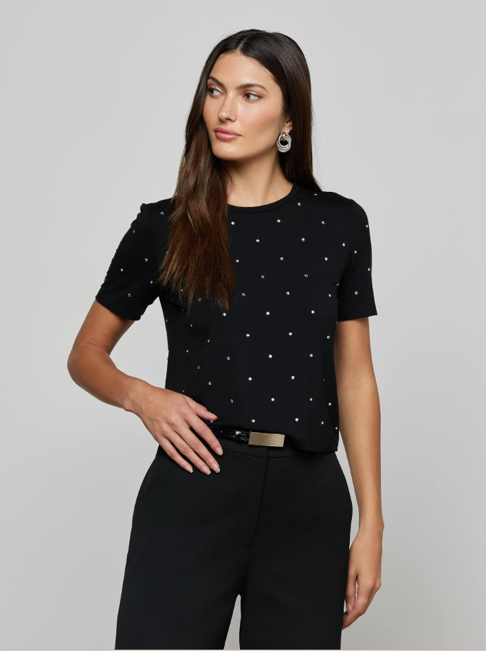 STORMY EMBELLISHED TEE IN BLACK
