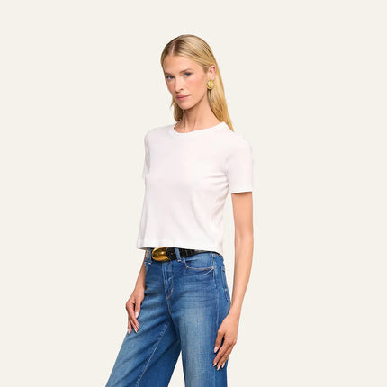 STORMY CROPPED COTTON TEE IN WHITE