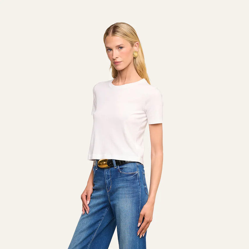 STORMY CROPPED COTTON TEE IN WHITE