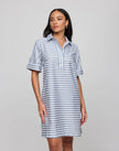 AILEEN SHORT SLEEVE STRIPE GINGHAM DRESS