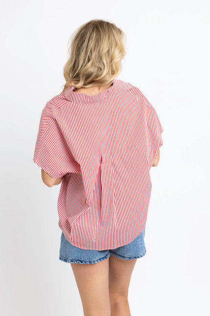 STRIPE SIGNATURE COLLAR TOP