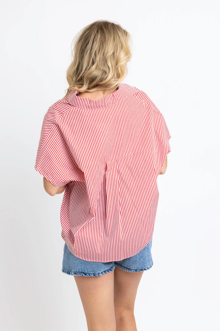 STRIPE SIGNATURE COLLAR TOP