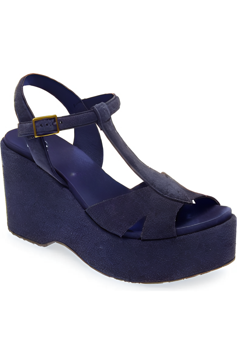 DOMIEL SUEDE T STRAP PLATFORM SANDALS