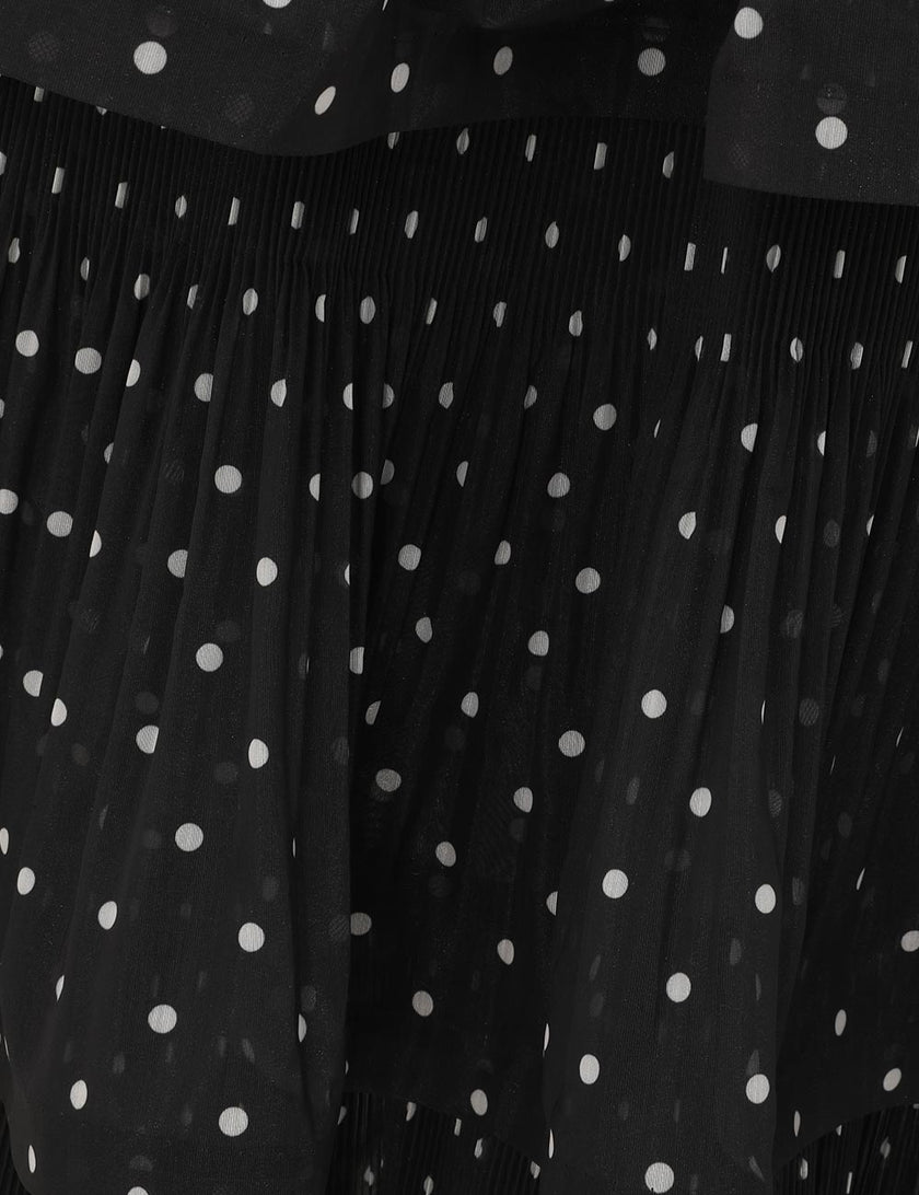 PLEATED TIERED MIDI DRESS