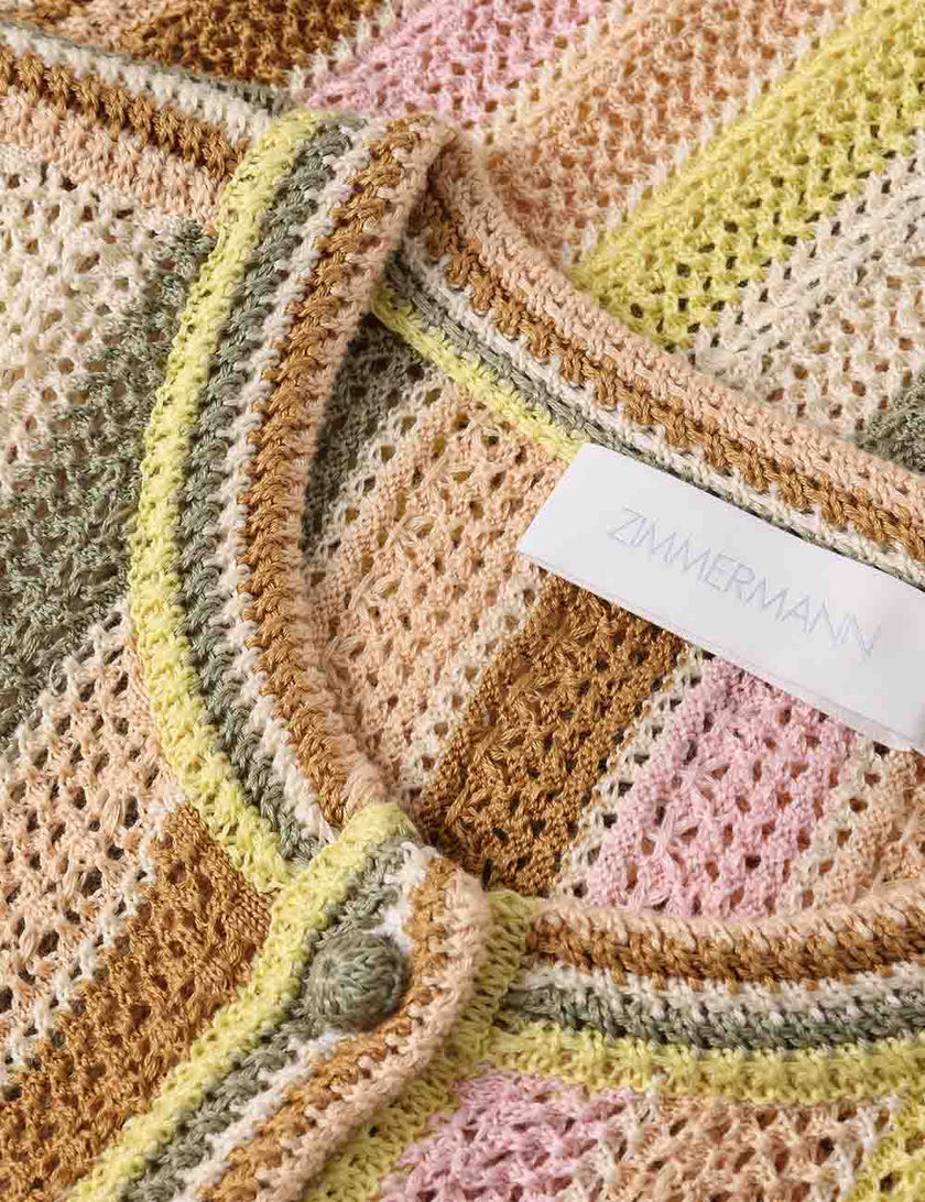 INDRA STRIPE CROCHET CARDIGAN