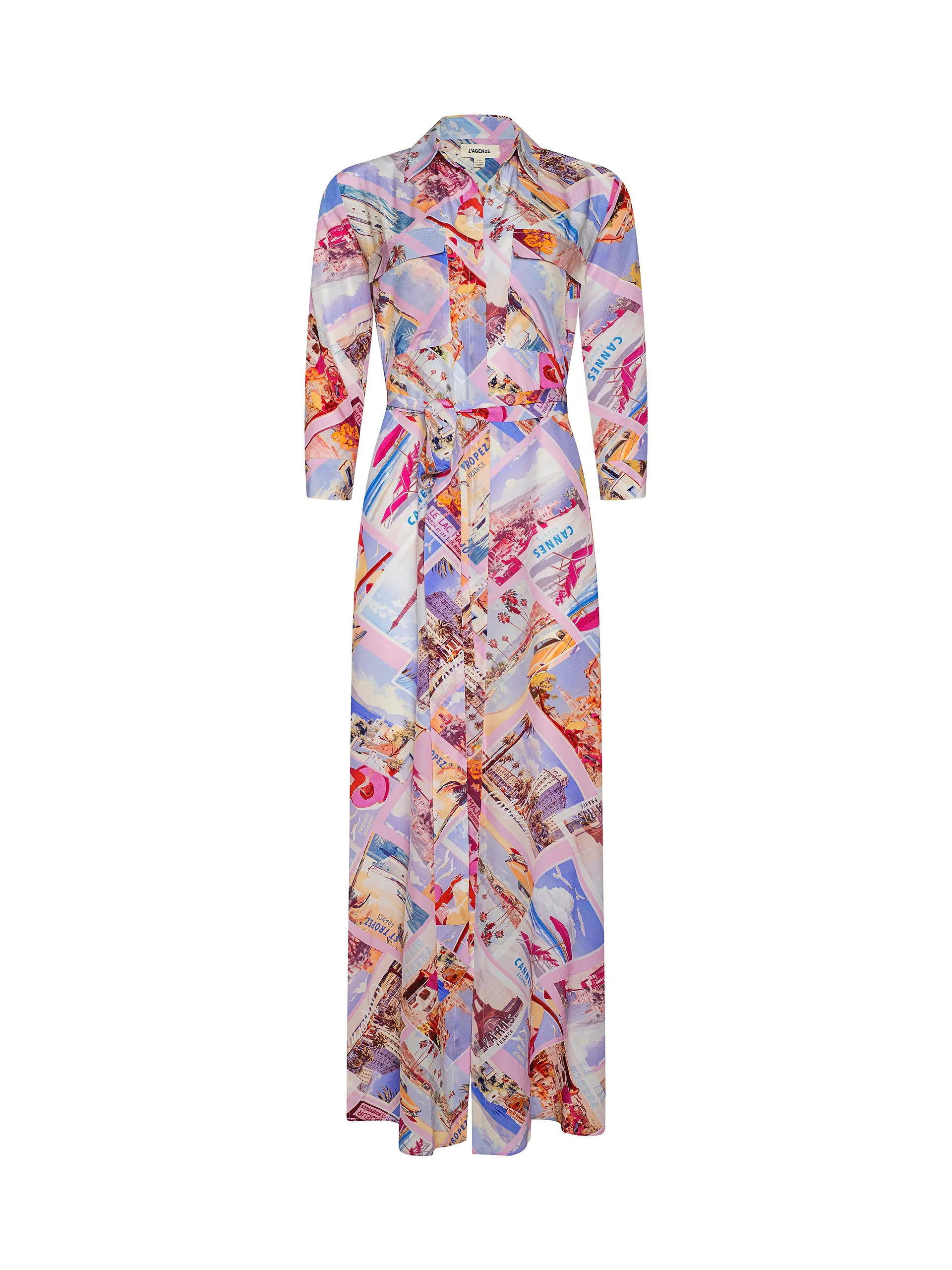 CAMERON SILK SHIFT DRESS IN POSTCARD PRINT