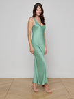 AKIYA SATIN TANK DRESS IN MALACHITE GREEN