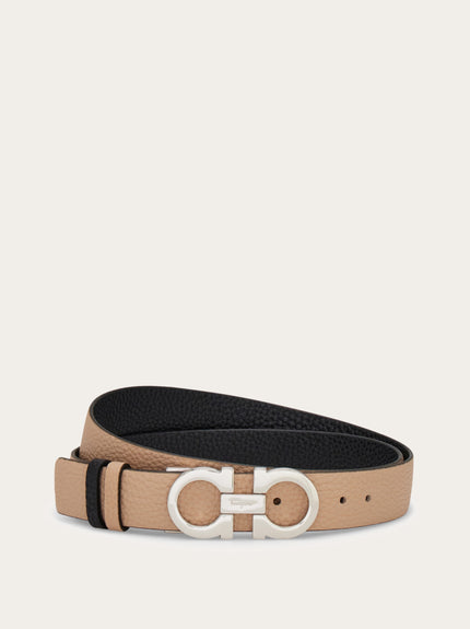 REVERSIBLE AND ADJUSTABLE GANCINI BELT IN BLACK AND BISQUE