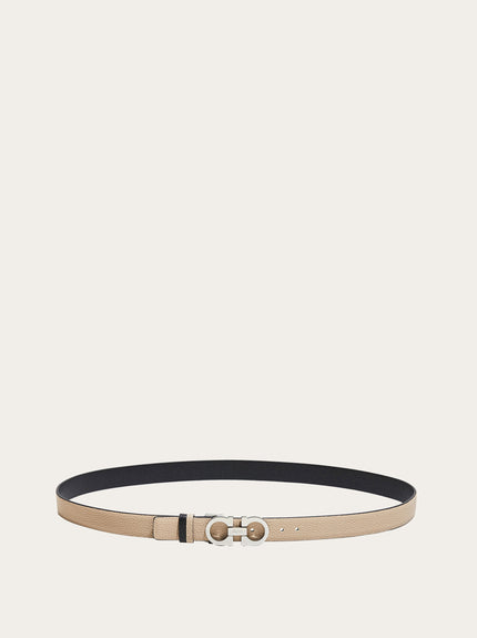 REVERSIBLE AND ADJUSTABLE GANCINI BELT IN BLACK AND BISQUE