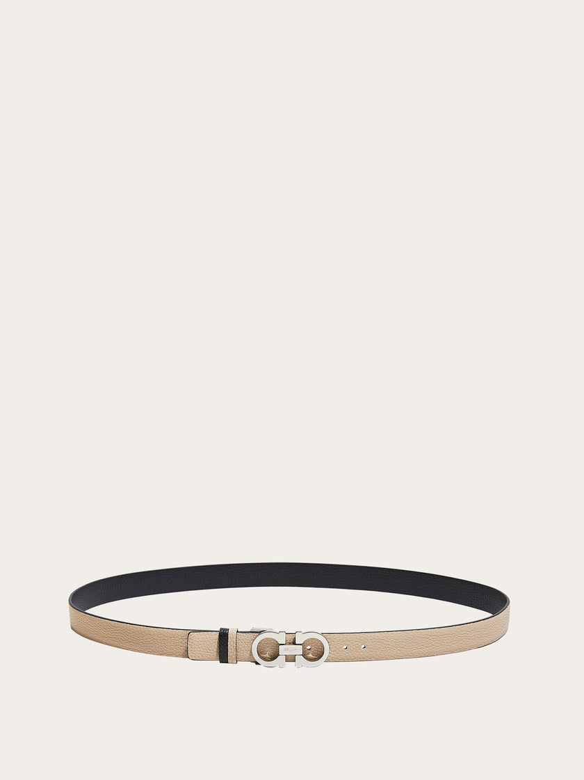 REVERSIBLE AND ADJUSTABLE GANCINI BELT IN BLACK AND BISQUE