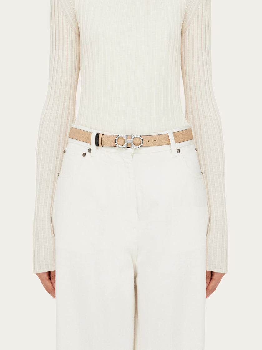 REVERSIBLE AND ADJUSTABLE GANCINI BELT IN BLACK AND BISQUE