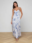 SUTTON MAXI DRESS IN IVORY BLUE WATERCOLOR LACE PAISLEY