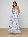 SUTTON MAXI DRESS IN IVORY BLUE WATERCOLOR LACE PAISLEY