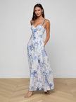 SUTTON MAXI DRESS IN IVORY BLUE WATERCOLOR LACE PAISLEY