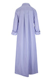 JENNYS GOWN IN INDIGO AND WHITE STRIPE