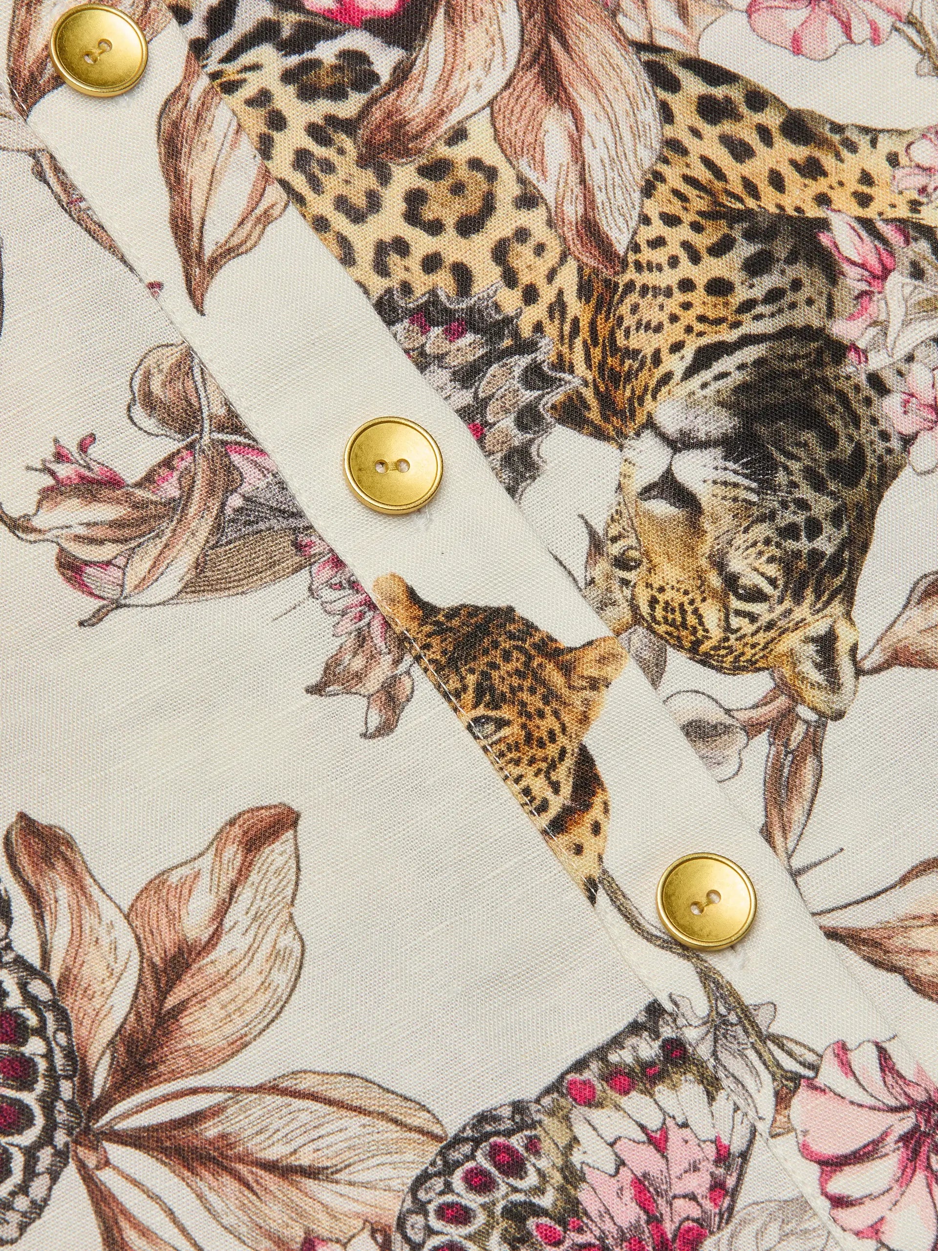 KIERSTEN DRESS IN WHITE MULTI LARGE BUTTERFLY JUNGLE