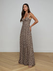 ROSETTE MAXI DRESS IN CARDAMOM AND ECRU POLKA DOT