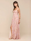 ROSETTE MAXI DRESS IN MAUVE MULTI TRADITIONAL PAISLEY