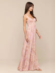 ROSETTE MAXI DRESS IN MAUVE MULTI TRADITIONAL PAISLEY