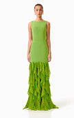 MARISON RUFFLED FRINGE GOWN