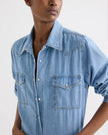 COWBOY MAXI DRESS WITH SNAPS IN DENIM