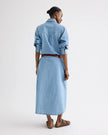 COWBOY MAXI DRESS WITH SNAPS IN DENIM