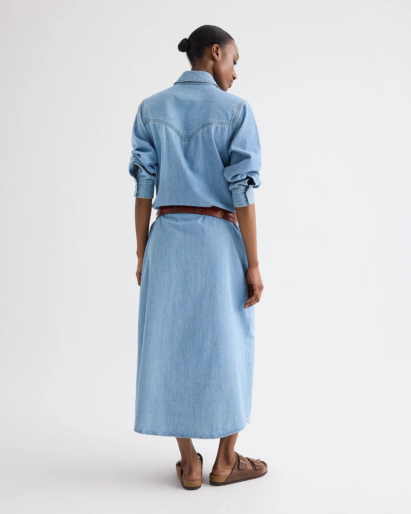 COWBOY MAXI DRESS WITH SNAPS IN DENIM