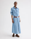 COWBOY MAXI DRESS WITH SNAPS IN DENIM