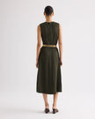 CREW NECK DRESS WITH DARTS IN COATED VISCOSE LINEN
