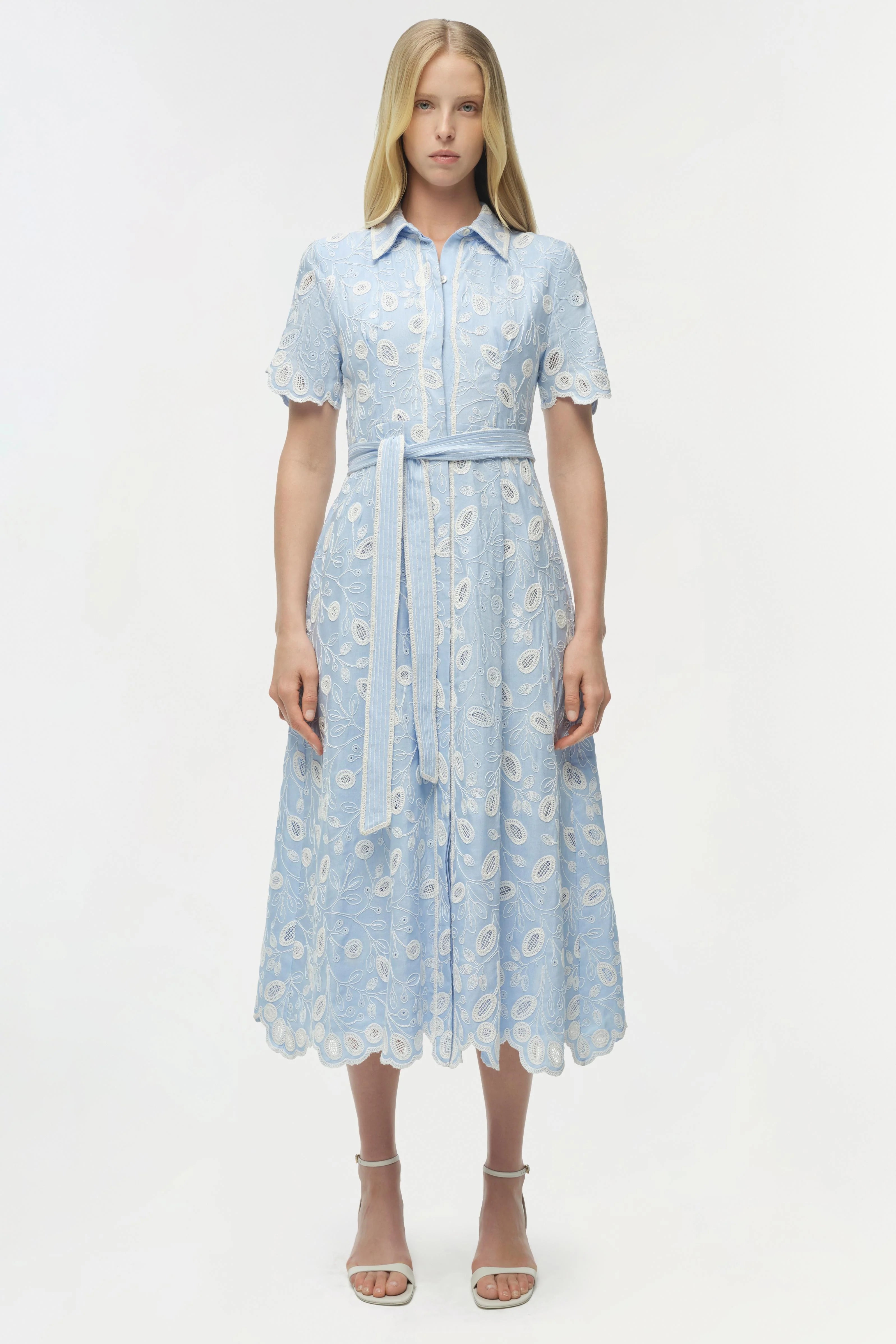 AUDRIA BELTED LINEN MIDI DRESS