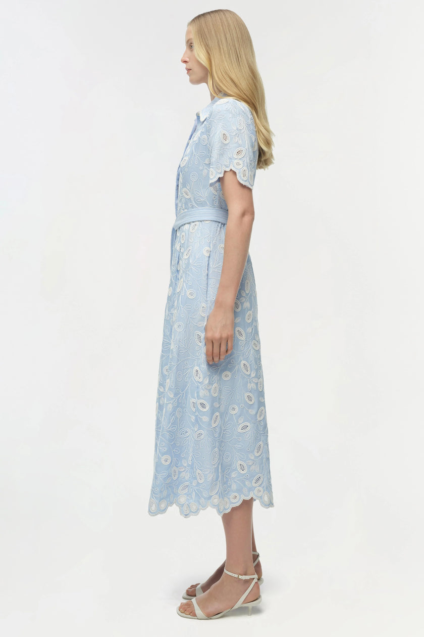 AUDRIA BELTED LINEN MIDI DRESS