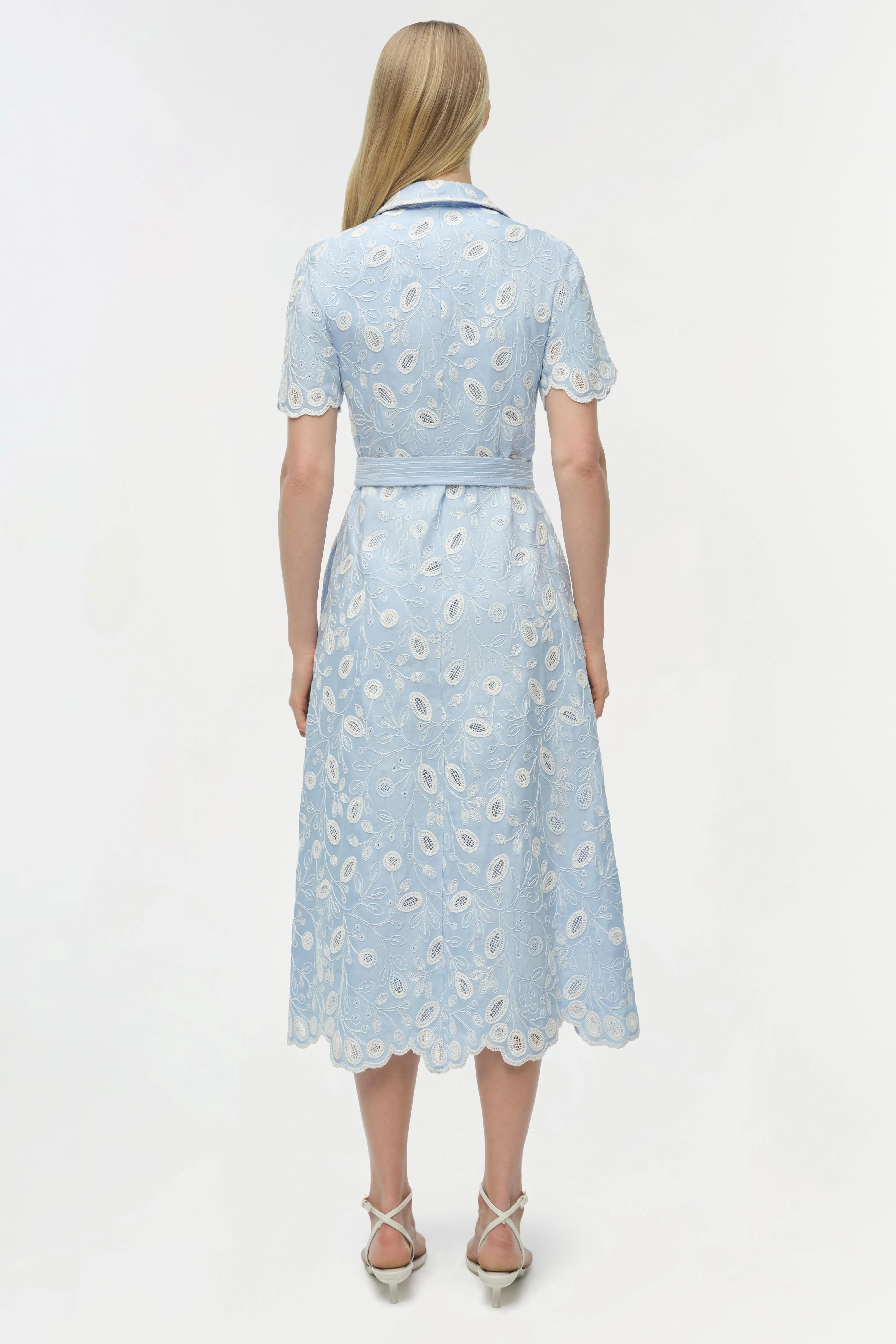 AUDRIA BELTED LINEN MIDI DRESS