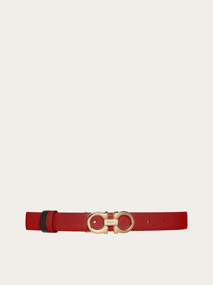 REVERSIBLE AND ADJUSTABLE GANCINI BELT IN LIPSTICK AND BLACK