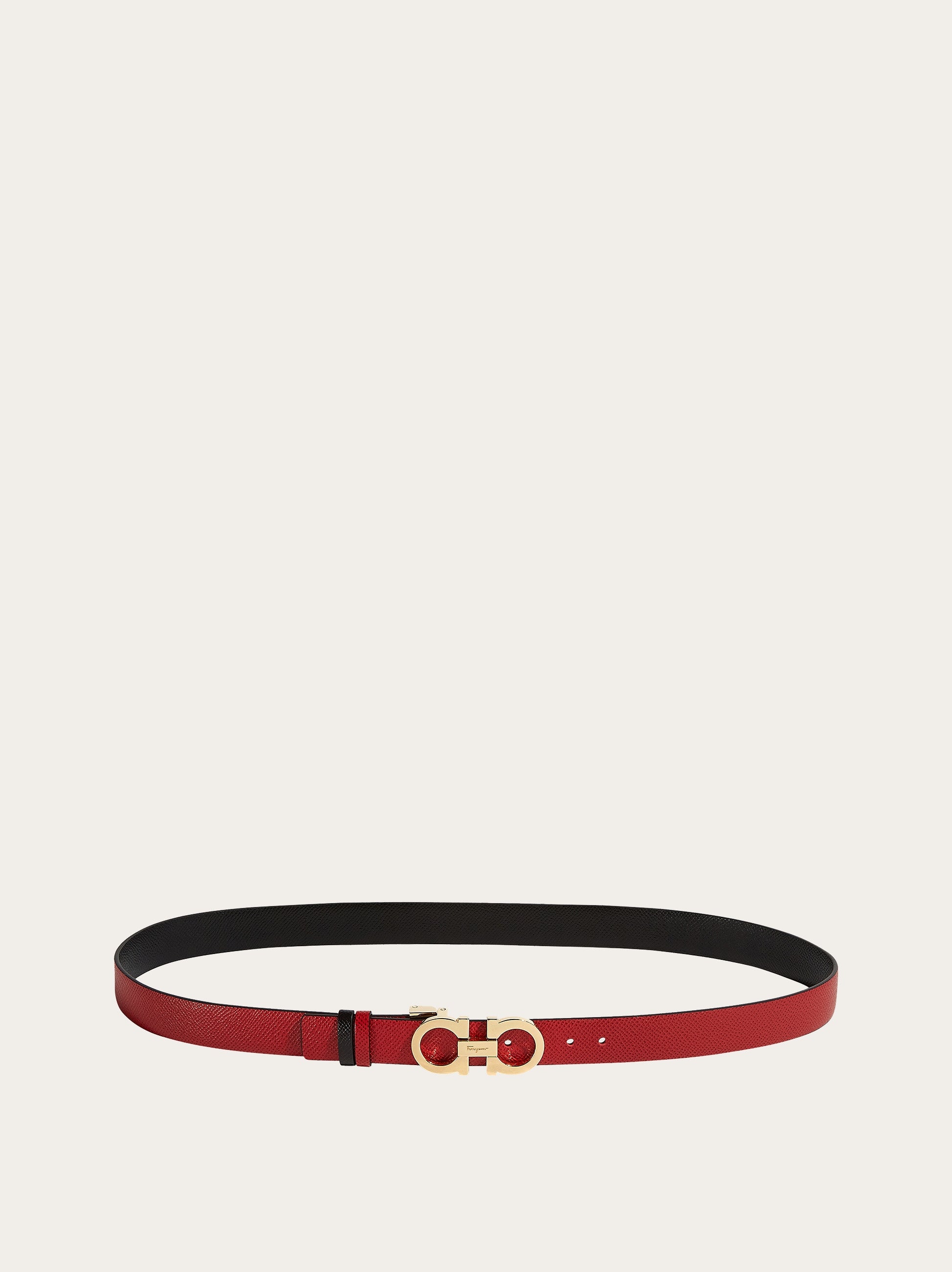 REVERSIBLE AND ADJUSTABLE GANCINI BELT IN LIPSTICK AND BLACK