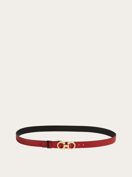 REVERSIBLE AND ADJUSTABLE GANCINI BELT IN LIPSTICK AND BLACK