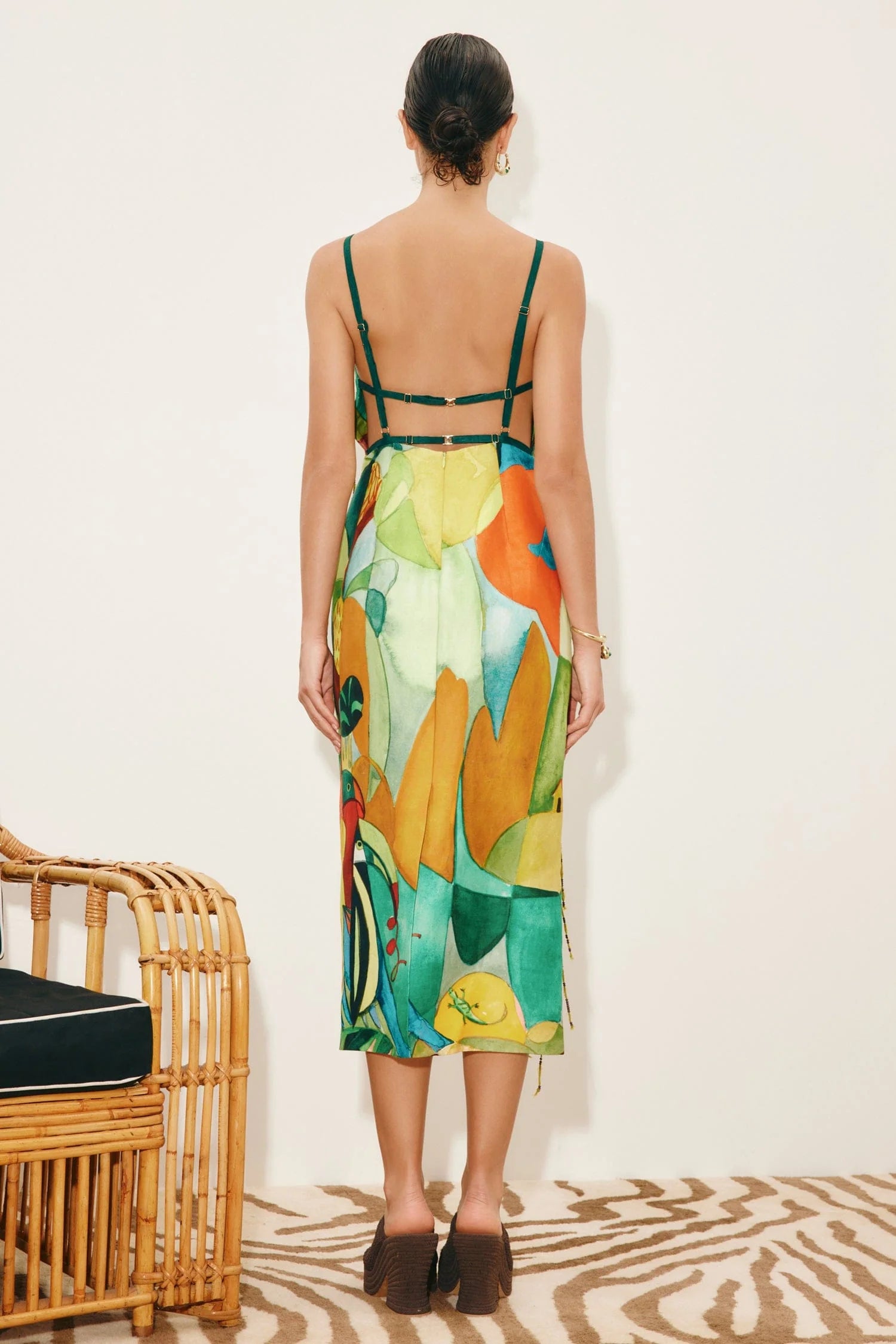 MOKSHINI BEADED FRINGE MIDI DRESS