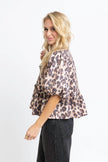LEOPARD DENIM KNOT TIE TOP