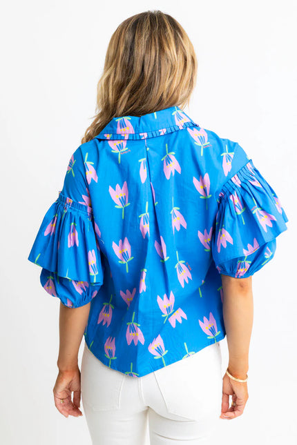 POPPY RUFFLE SLEEVE TOP