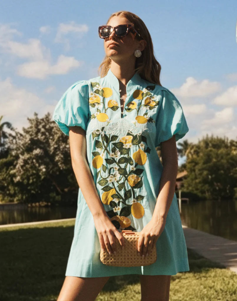 ELLIANA BARONG MINI DRESS IN SOREENTO CITRUS