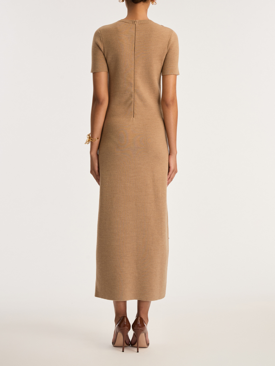 SHORT SLEEVE FOXGLOVES EMBROIDERED LONG KNIT DRESS