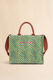 WAVY RAFFIA EFFECT SMALL TOTE BAG