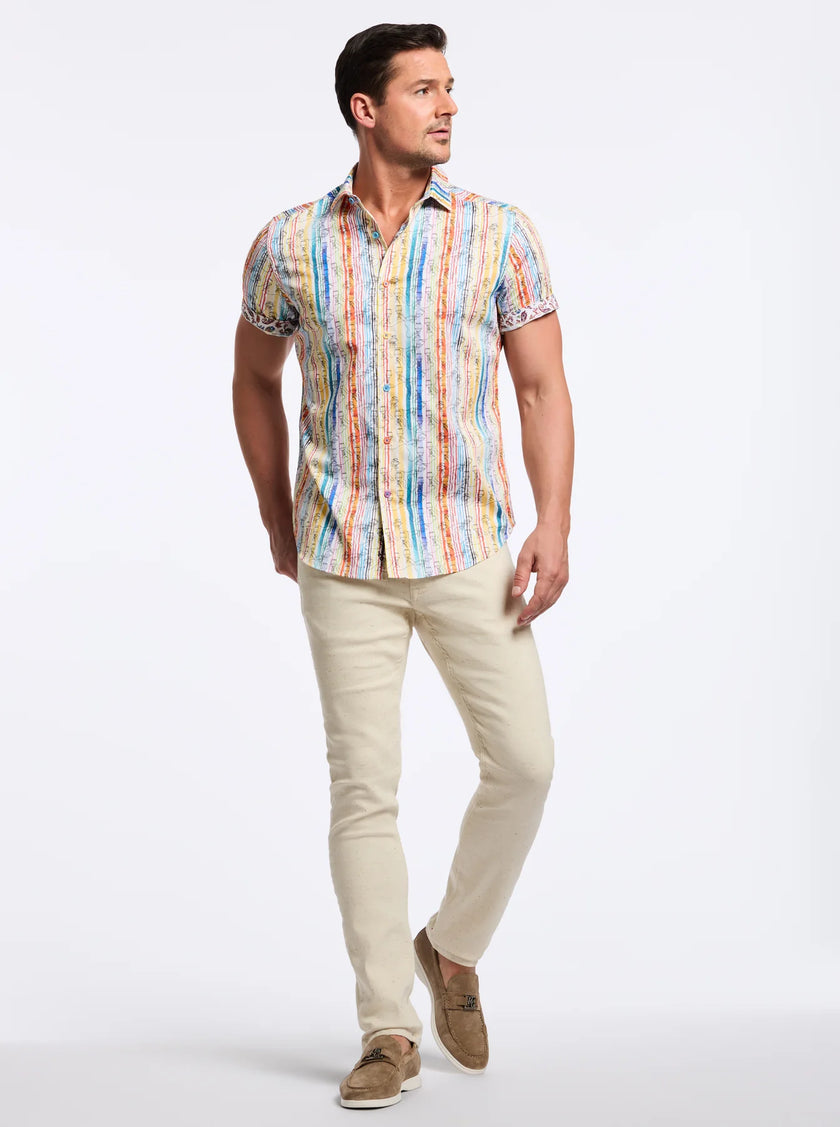 WALK THE LINE SHORT SLEEVE BUTTON DOWN SHIRT