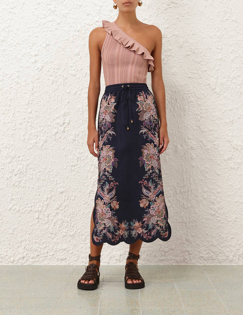 RHIANNON SCALLOP MIDI SKIRT