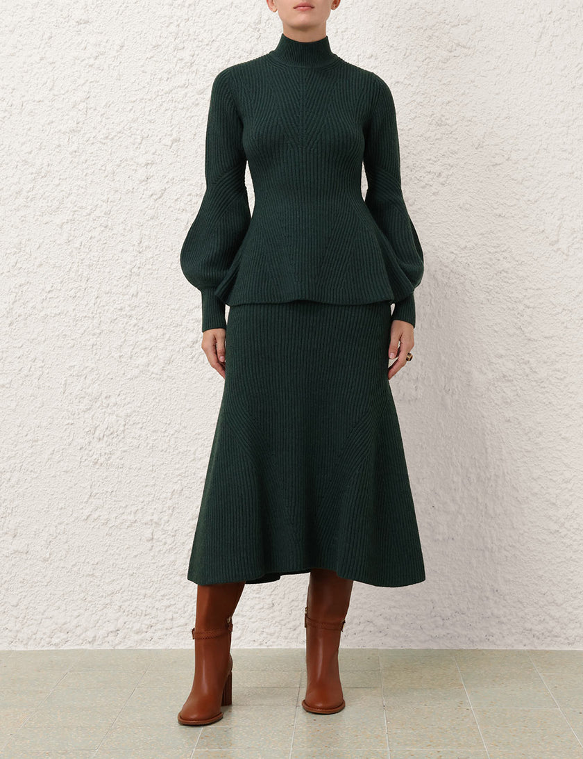 HYPNOTIC RIB MIDI SKIRT