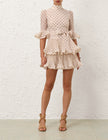 PLEATED SLEEVED MINI DRESS